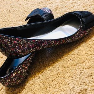 Black Glitter Flats